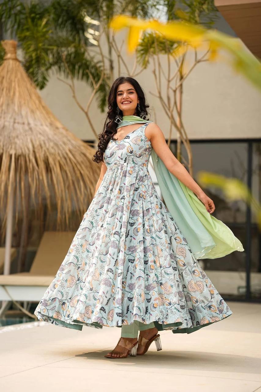 Unveil elegance with our new blue Georgette suit set