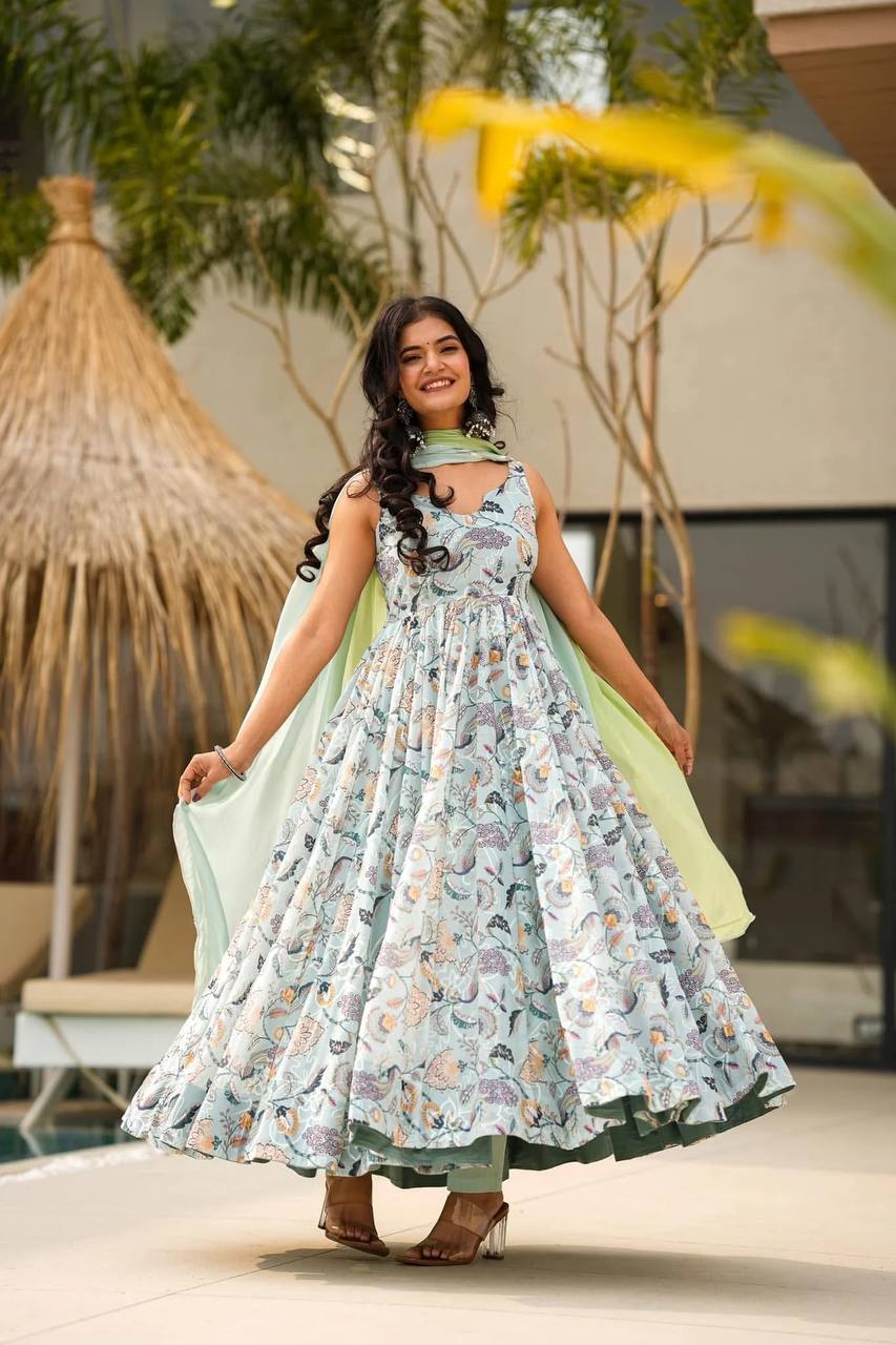Unveil elegance with our new blue Georgette suit set