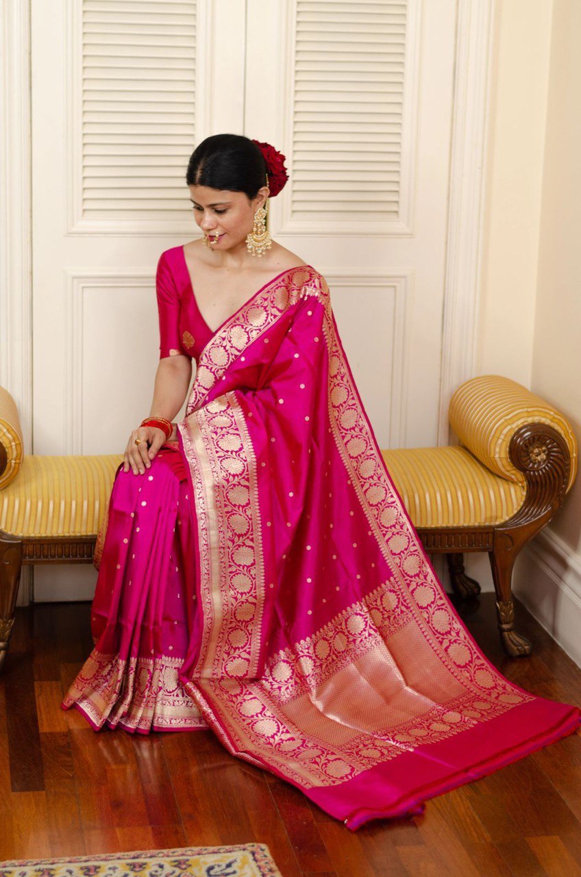 Women's Exclusive Pure Banarasi Soft Silk Sarees with Running Blouse