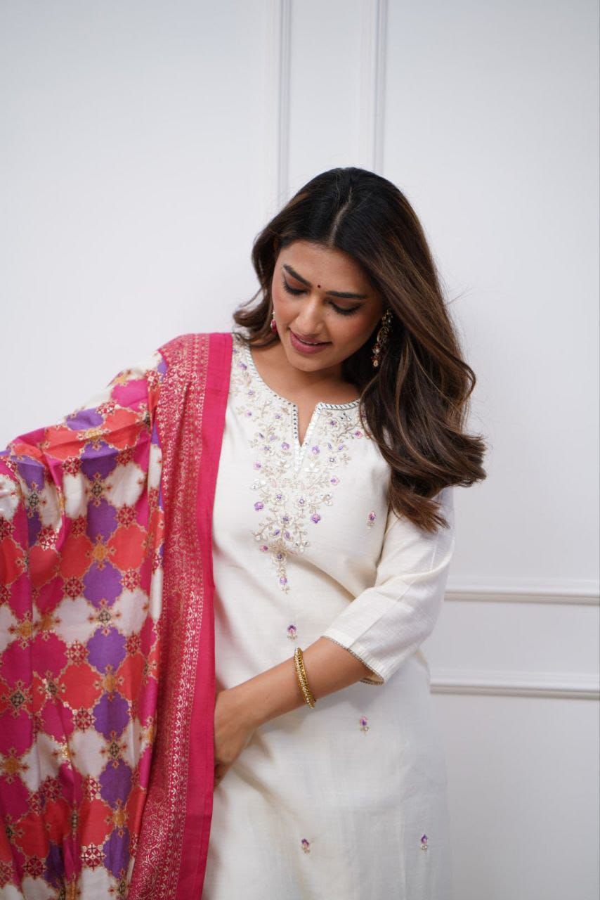 Women's Beautiful Top with Bottom and Dupatta