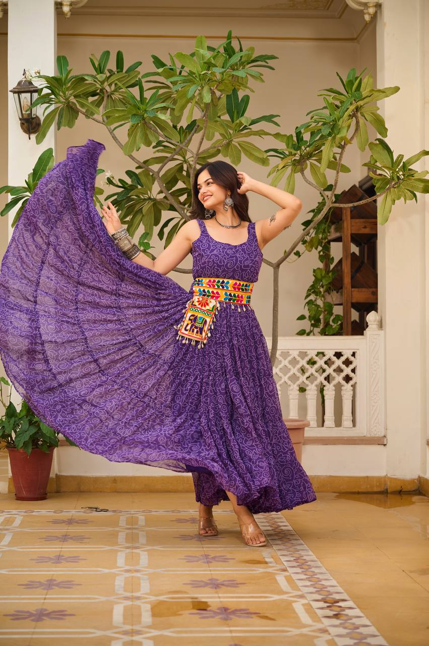 Women's Beautiful & Trendy Navratri Special Gamthi Work Gown