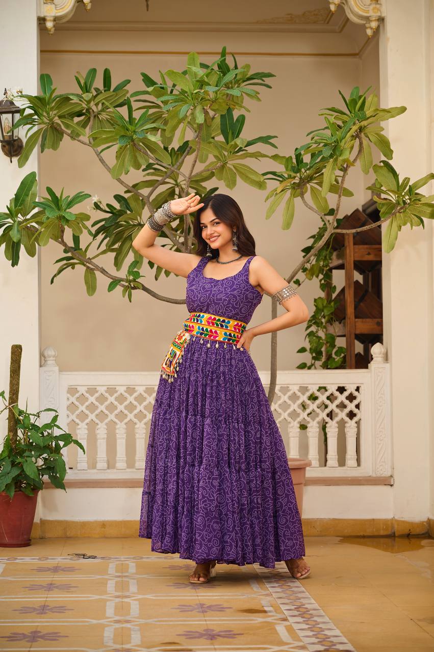 Women's Beautiful & Trendy Navratri Special Gamthi Work Gown