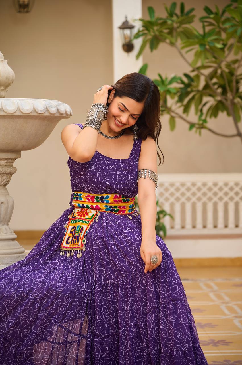 Women's Beautiful & Trendy Navratri Special Gamthi Work Gown