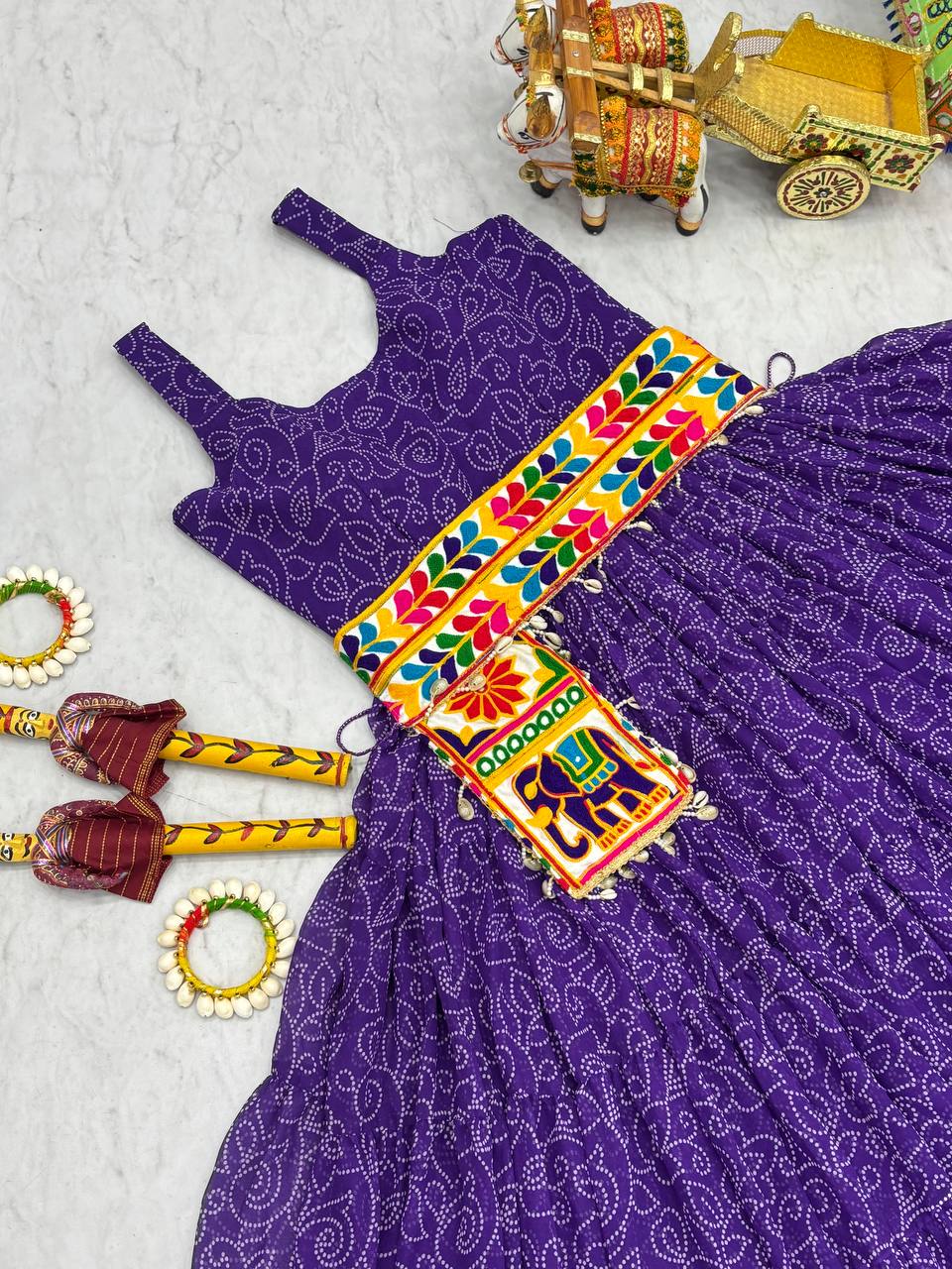 Women's Beautiful & Trendy Navratri Special Gamthi Work Gown